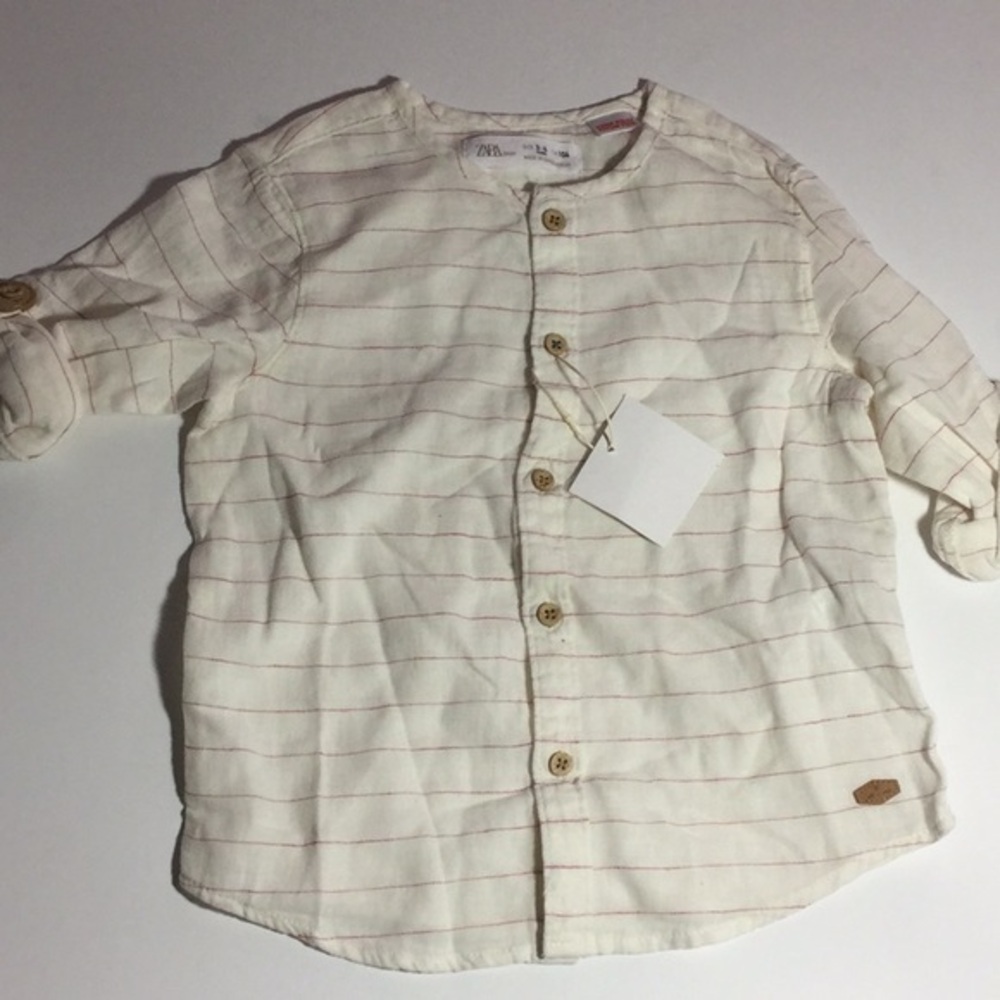 NWT Zara Boys Cotton Linen Shirt Sz 3-4 Iv…